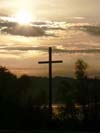 picture of cross and sun set
